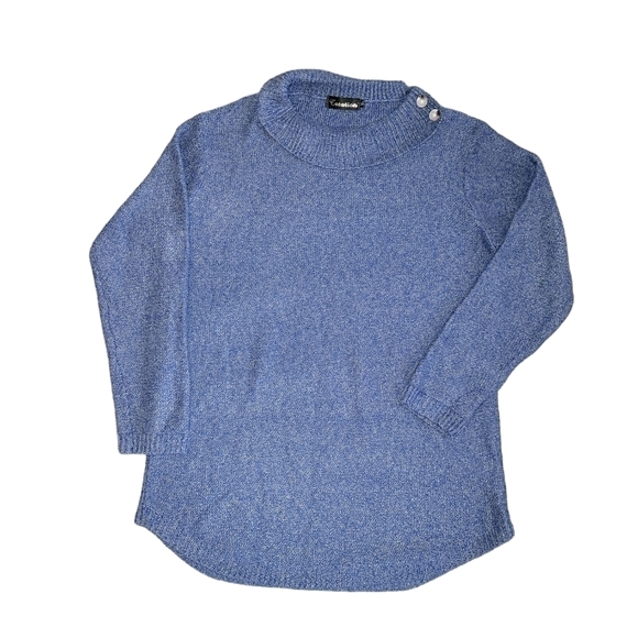 Creation size XL blue knit sweater. Long length cowl neck NWOT - Picture 1 of 6